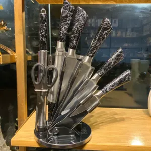 Bass 8 in 1 Quality Stainless Steel Knife Set with Rotating Stand