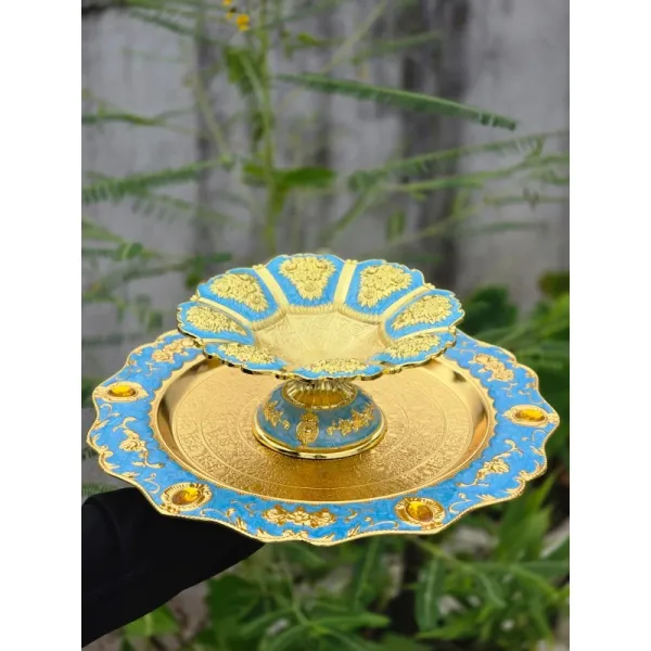 Traditional Silver-Coated Tika Thali Set for Dashain & Tihar - Puja Plate