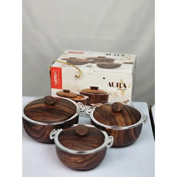 3-Piece Wood-Patterned Casserole Set