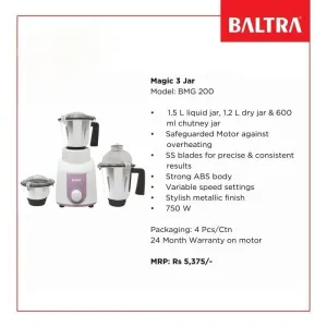 Baltra Magic 3 Jar mixer grinder Model: BMG 200