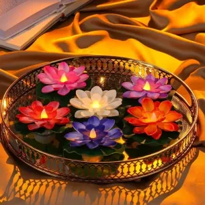 6Pcs LED Candles with Battery Lotus Floating Water For Decoration