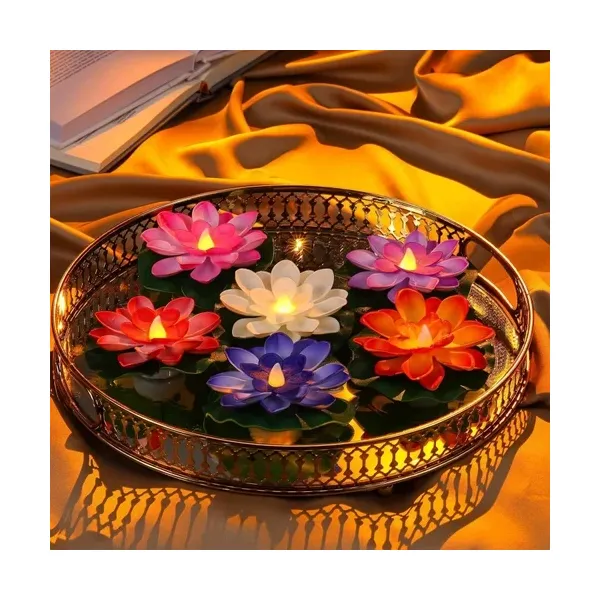 6Pcs LED Candles with Battery Lotus Floating Water For Decoration