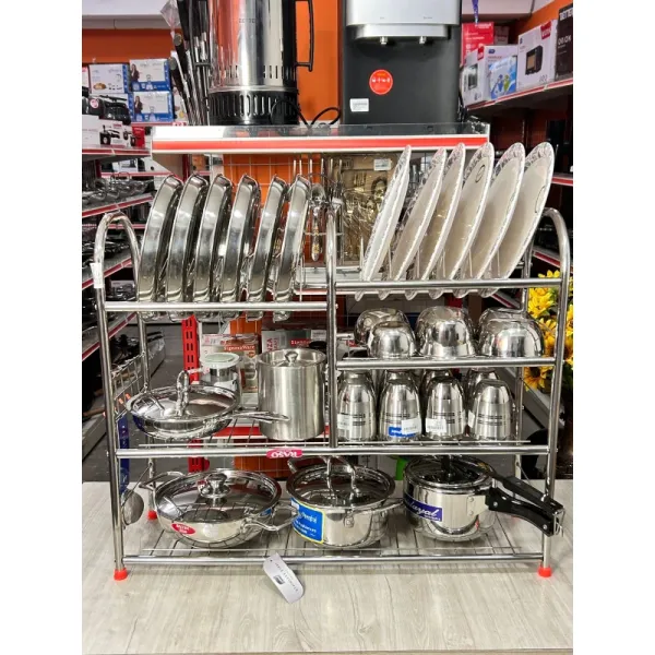 3-Tier Stainless Steel Dish Drying Rack & Kitchen Organizer Shelf with Cutlery Holder