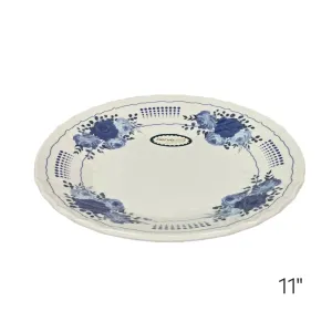 Serve Well 11-Inch Melamine Dinner Plate | Round, Blue Floral Design | Break-Resistant