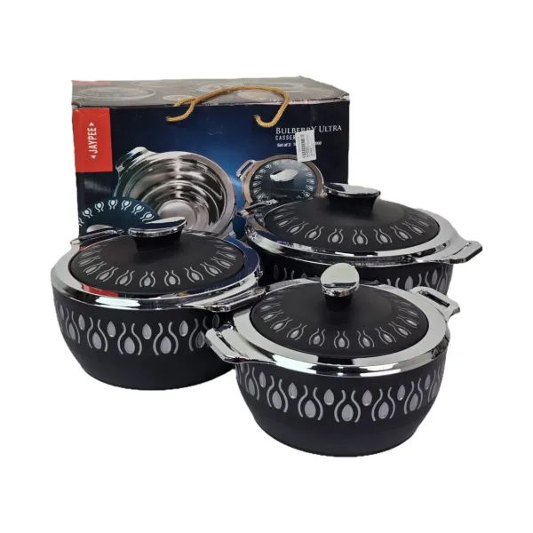 Jaypee Bulberry Ultra Insulated Casserole Set (Set of 3) | Stainless Steel Liner Hot Case