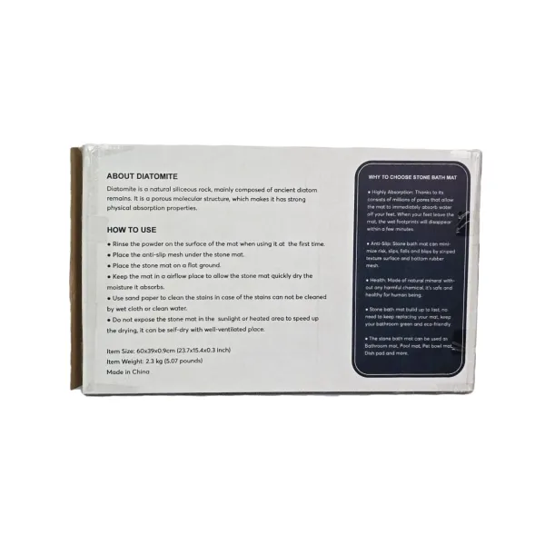Natural Diatomite Stone Bath Mat - Quick Dry and Highly Absorbent