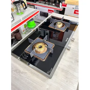Premium 2-Burner Gas Stove with Toughened Glass & Brass Burners