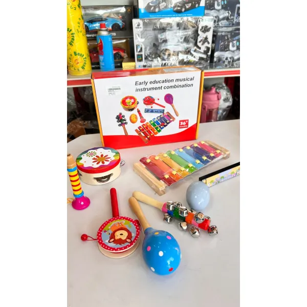 Wooden Musical Instruments Set for Toddlers & Preschoolers, 8-Piece Educational Percussion Toys