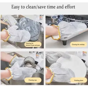 Multifunctional Wire Dishwashing Gloves,Steel Wire Insulated Waterproof and Guards Kitchen Cleaning Gloves for Scrubs & Cleans Dishes, Sinks ( 2 Pcs )
