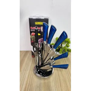 Bass 8-Piece Kitchen Knife Set with Revolving Stand