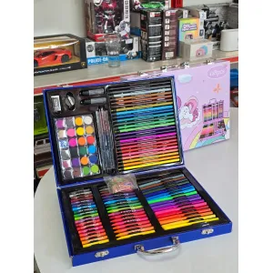 Unicorn 128 Pcs Art Kit Portable Drawing Suitcase Box with Crayons, Oil Pastels, Colored Pencils, and Watercolors