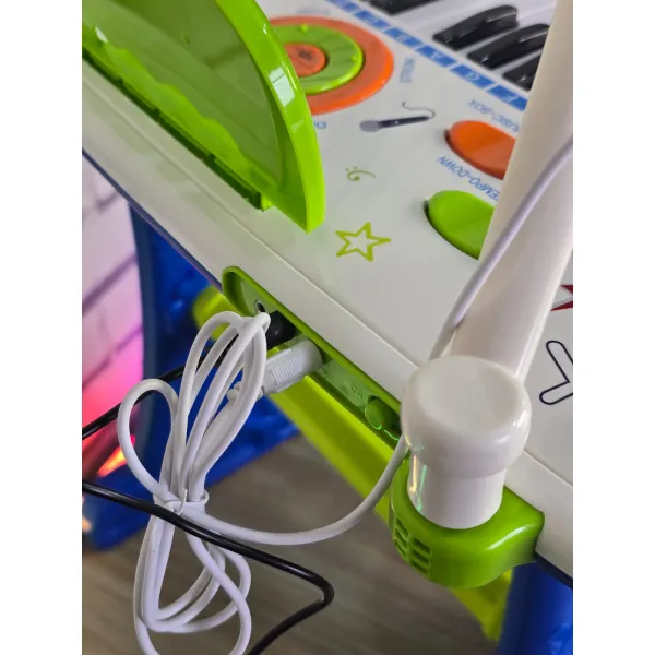 37-Key Toy Piano Keyboard with Stool for Kids with Real Working Microphone, Colourful Lights, Music and Mp3 Plug
