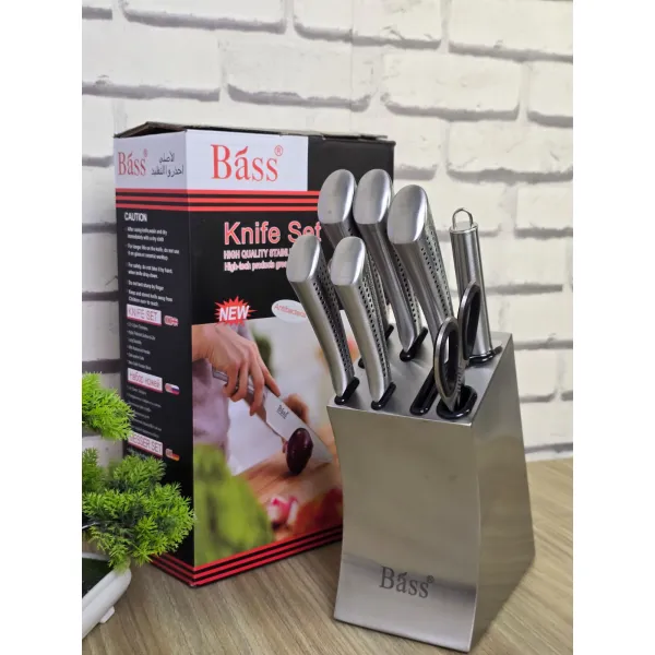Bass Stainless Steel Knife Set, 7 Pieces - Silver