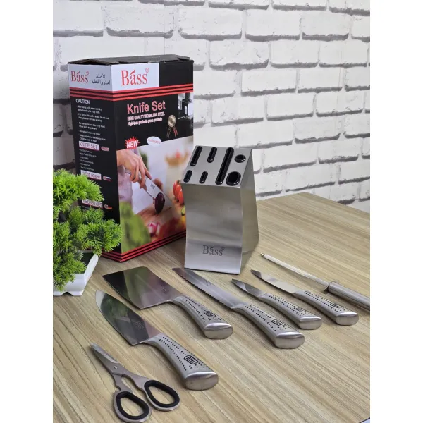 Bass Stainless Steel Knife Set, 7 Pieces - Silver