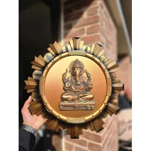 3D Lord Ganesha Sunburst Wall Art Frame