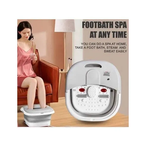  Deluxe Collapsible Foot Spa Massager with Heat, Bubbles, and Massage Rollers
