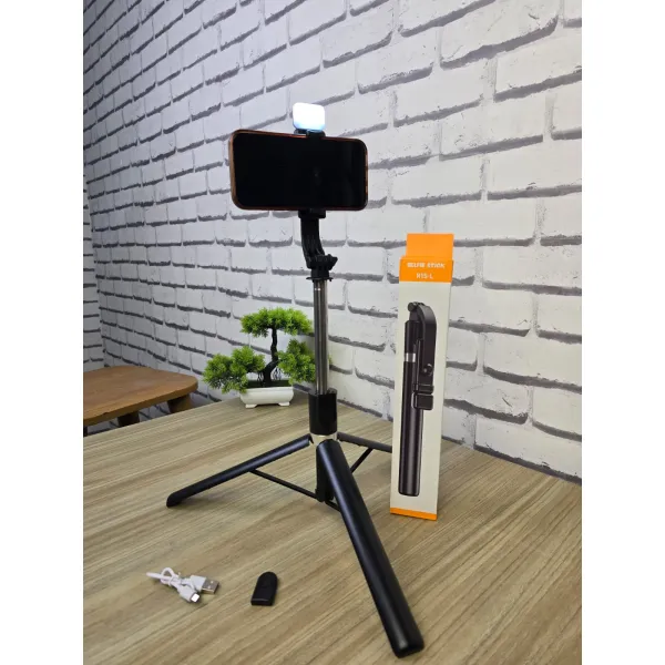 R1S-L 3-in-1 Bluetooth Selfie Stick Tripod with Integrated Fill Light