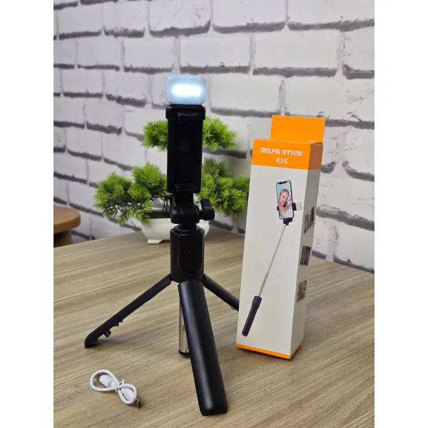 R1S Bluetooth Selfie Stick Tripod with LED Light