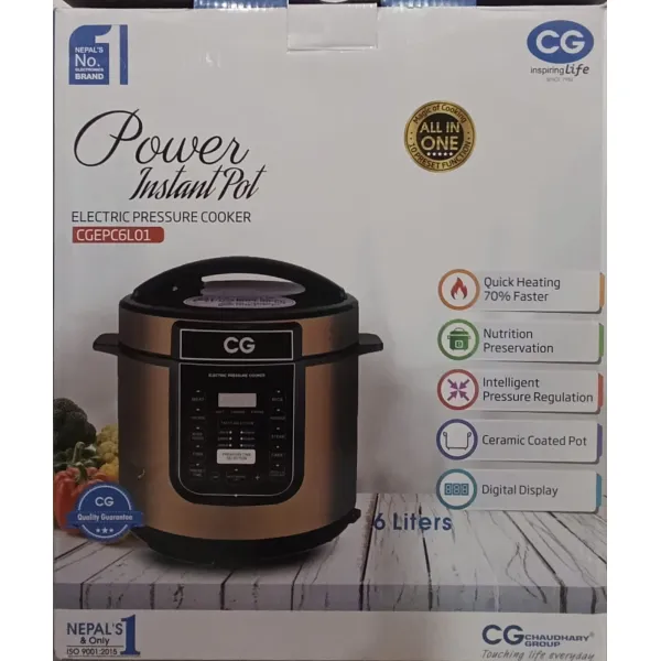 CG Power Instant Pot 6L Electric Pressure Cooker (CGEPC6L01) – 10-in-1 Multi-Cooker with Ceramic Pot & 1-Year Warranty