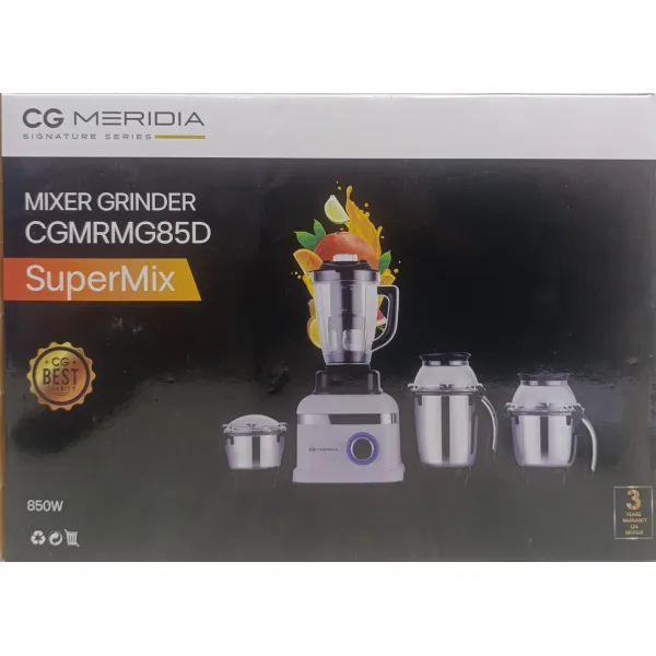 CG Meridia SuperMix 850W Mixer Grinder (CGMRMG85D) – High-Performance Signature Series with 3-Year Motor Warranty