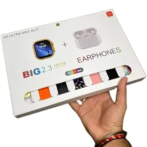 i20 Ultra 2 , 3 MAX Suit SmartWatch + Airpods Pro with Seven Decorated Straps