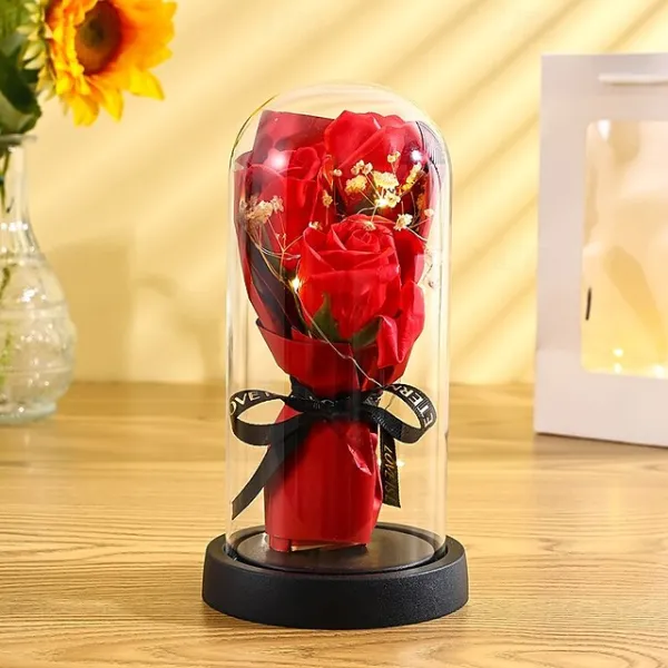 Eternal Rose in Glass Dome with LED Lights