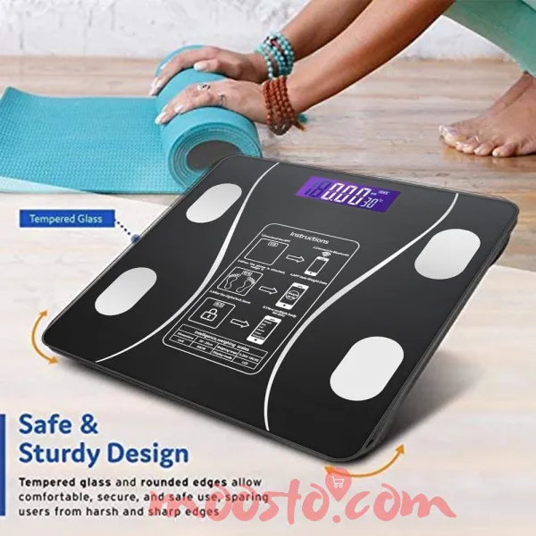 Bluetooth Weighing Scale Human Body Weight Machine Digital (Tempered) with Battery & Temperature Indicator / Bluetooth Weight Machine