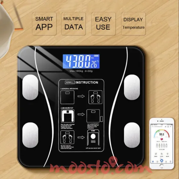 Bluetooth Weighing Scale Human Body Weight Machine Digital (Tempered) with Battery & Temperature Indicator / Bluetooth Weight Machine
