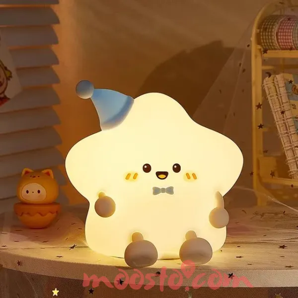 Cute Star Light Night Lamp for Bedroom, Night Light, Birthday Gift for Girls and Boys, Night Lamp for Kids, Silicone Lamp, 7 Colors, Rechargeable(Star Light) 