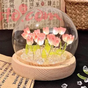 DIY Tulip Night Light Handmade Furniture Decoration Simulation Flower Bedroom Table Lamp Children Girl Couple Friends Gift Atmosphere Decoration Desk Ornament 