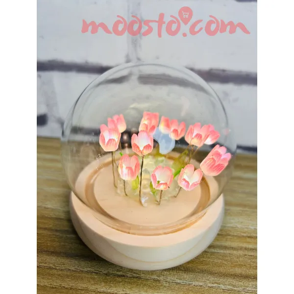 DIY Tulip Night Light Handmade Furniture Decoration Simulation Flower Bedroom Table Lamp Children Girl Couple Friends Gift Atmosphere Decoration Desk Ornament 
