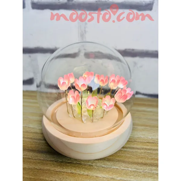 DIY Tulip Night Light Handmade Furniture Decoration Simulation Flower Bedroom Table Lamp Children Girl Couple Friends Gift Atmosphere Decoration Desk Ornament 