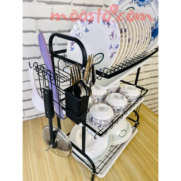 Vertical Dish Drying Rack with Utensil Holder – Space-Saving & Durable