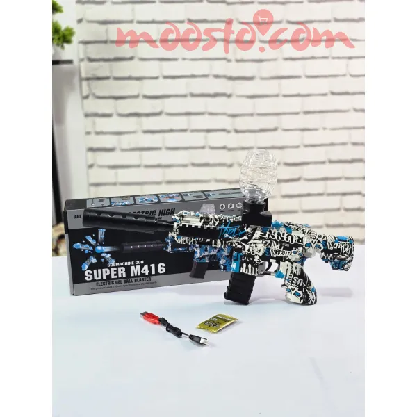 SUPER M416 Electric Gel Ball Blaster – Automatic Orbeez Gun (Blue & White)