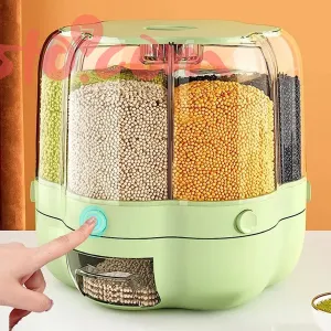 Rotating Grain Dispenser Storage Container – 6 Compartment, 7L Capacity