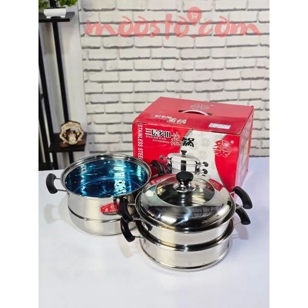 3-Tier Stainless Steel Mo:Mo Steamer – 28cm | 304 Food-Grade Momo Maker