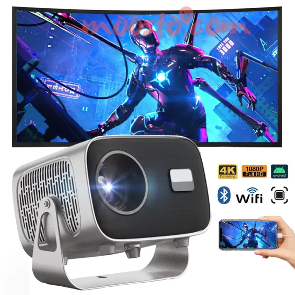 A10 Portable Smart Projector Android 13 | Dual WiFi | 4K Support | 360° Rotatable Home Theater Projector