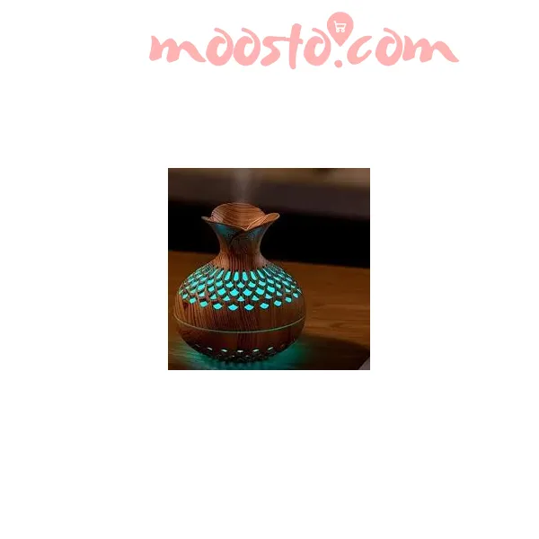300ML Wood Grain Flower Humidifier Silent Aromatherapy Diffuser USB Rechargeable Mini Air Humidifier with Colorful Night Light