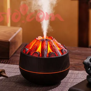 Flame Effect Ultrasonic Humidifier & Aroma Diffuser – 300ml Quiet Air Moisturizer 