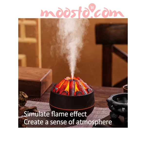 Flame Effect Ultrasonic Humidifier & Aroma Diffuser – 300ml Quiet Air Moisturizer 