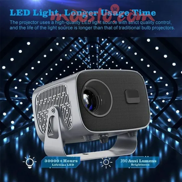 A10 Portable Smart Projector Android 13 | Dual WiFi | 4K Support | 360° Rotatable Home Theater Projector