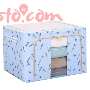 Foldable Steel Frame Cloths Zip Organizer Storage Solution for Clothes, Sarees, Bed Sheet, Blanket 2 PCS
