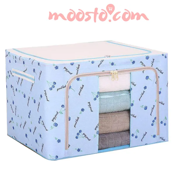 Foldable Steel Frame Cloths Zip Organizer Storage Solution for Clothes, Sarees, Bed Sheet, Blanket 2 PCS