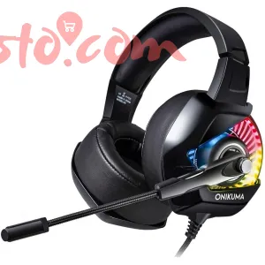 ONIKUMA K6 Wired Gaming Headset - Immersive Stereo Sound with Noise-Cancelling Mic & RGB Lights