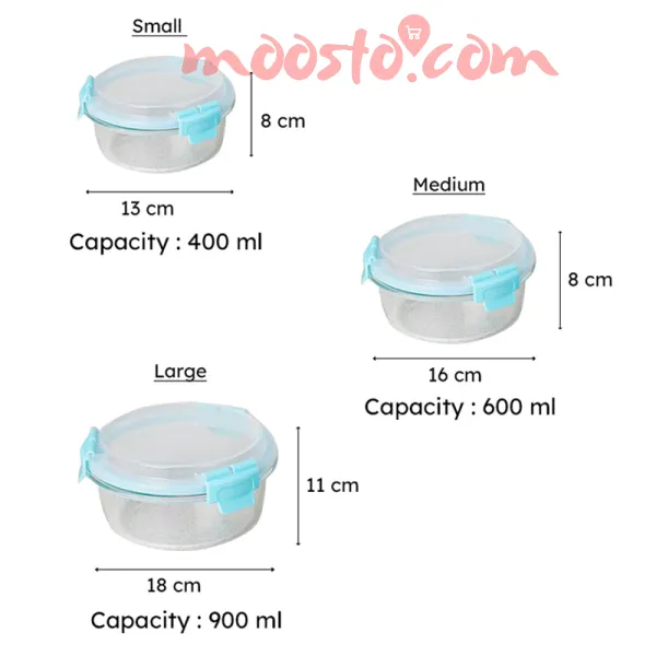 Large Capacity Round 3 Layer Practical Multi-layer Microwave Lunch Box Container