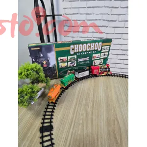 Electric toy train set with smoke & light 