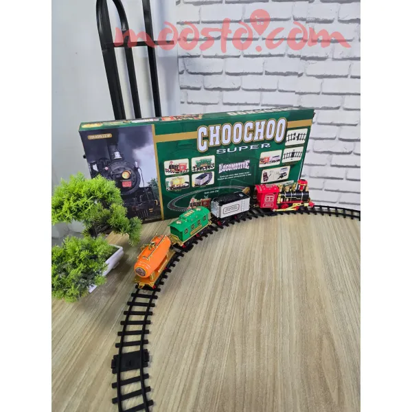 Electric toy train set with smoke & light 