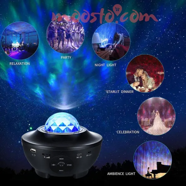 Galaxy Light Bluetooth Remote Control Starry Projection Lamp Star Projector Light Star Night Light with Mp3t With Speaker And Cable