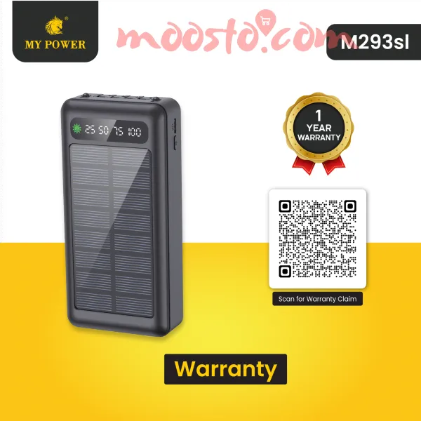 Mypower 20000mAh Solar Powerbank Cable attatched Type-c Input M293sl