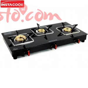 Instacook Glass Top 3 Burner Automatic Heavy Gas Stove